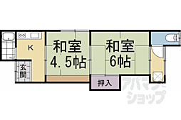 北村荘南棟 2Kの間取図画像