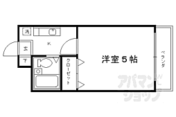 御室ガーデンハイツ 1Kの間取図画像