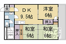 グランハイツ西ノ京 3DKの間取図画像