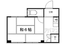 今出川マンション 2階1Kの間取り