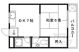 京都市営烏丸線 北山駅 徒歩7分の賃貸マンション 1階1DKの間取り