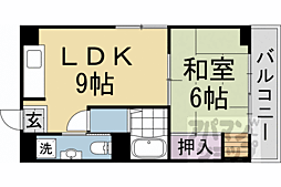 京都市営烏丸線 北山駅 徒歩13分の賃貸マンション 1階2DKの間取り