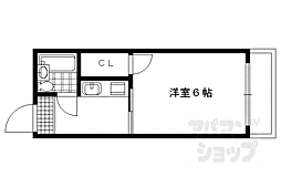 叡山電鉄鞍馬線 二軒茶屋駅 徒歩35分の賃貸アパート 2階1Kの間取り