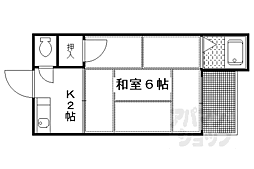 叡山電鉄叡山本線 茶山・京都芸術大学駅 徒歩19分の賃貸アパート 1階1Kの間取り