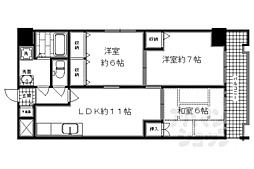 京都市営烏丸線 五条駅 徒歩4分の賃貸マンション 2階3LDKの間取り