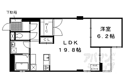 京都地下鉄東西線 京都市役所前駅 徒歩7分の賃貸マンション 4階1LDKの間取り