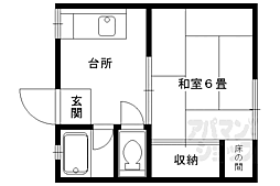 京都市営烏丸線 北大路駅 徒歩28分の賃貸アパート 2階1Kの間取り