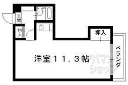 京都市営烏丸線 北大路駅 徒歩30分の賃貸マンション 3階ワンルームの間取り