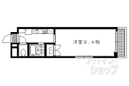 京阪本線 出町柳駅 徒歩7分の賃貸マンション 1階1Kの間取り