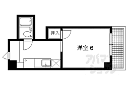 京都市営烏丸線 松ヶ崎駅 徒歩15分の賃貸マンション 2階1Kの間取り