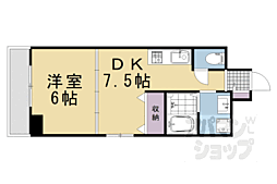 京都市営烏丸線 烏丸御池駅 徒歩5分の賃貸マンション 3階1DKの間取り