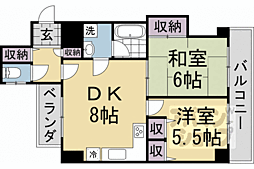 京阪本線 出町柳駅 徒歩7分の賃貸マンション 6階2DKの間取り