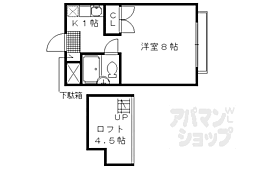 京阪本線 出町柳駅 徒歩18分の賃貸マンション 1階1Kの間取り