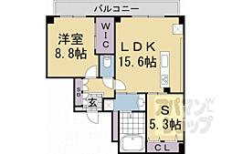 京都市営烏丸線 北山駅 徒歩1分の賃貸マンション 4階1SDKの間取り