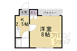 叡山電鉄叡山本線 一乗寺駅 徒歩8分の賃貸マンション 2階1Kの間取り