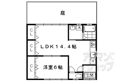 叡山電鉄鞍馬線 八幡前駅 徒歩4分の賃貸一戸建て 1LDKの間取り