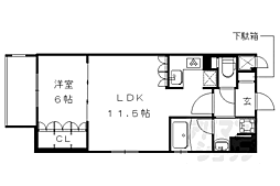 京阪本線 神宮丸太町駅 徒歩10分の賃貸マンション 5階1LDKの間取り