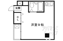 京都市営烏丸線 北大路駅 3.1kmの賃貸マンション 2階ワンルームの間取り