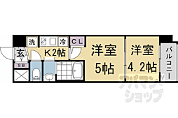 京都市上京区革堂前之町マンション 2Kの間取図画像