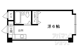 叡山電鉄叡山本線 茶山・京都芸術大学駅 徒歩11分の賃貸マンション 4階1Kの間取り