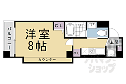 京都市営烏丸線 四条駅 徒歩10分の賃貸マンション 1階1Kの間取り
