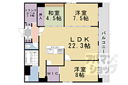 京都市営烏丸線 四条駅 徒歩3分の賃貸マンション 11階3LDKの間取り