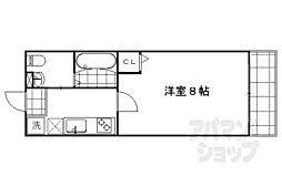 サントス千本今出川 3階1Kの間取り