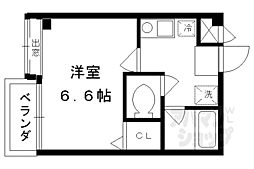 阪急京都本線 西院駅 徒歩10分の賃貸マンション 1階1Kの間取り