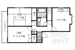 京都市営烏丸線 国際会館駅 徒歩9分の賃貸アパート 1階2DKの間取り