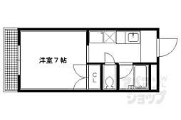 叡山電鉄鞍馬線 二軒茶屋駅 徒歩7分の賃貸アパート 1階1Kの間取り