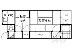 叡山電鉄叡山本線 一乗寺駅 徒歩9分の賃貸アパート 2階2Kの間取り