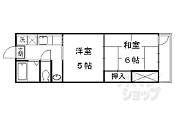京都市営烏丸線 北大路駅 徒歩22分の賃貸マンション 4階2Kの間取り