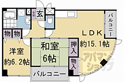 京都市営烏丸線 北山駅 徒歩9分の賃貸マンション 1階2LDKの間取り