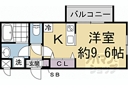 阪急京都本線 西院駅 徒歩13分の賃貸マンション 3階ワンルームの間取り
