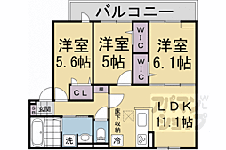 阪急京都本線 西院駅 徒歩9分の賃貸アパート 3階3LDKの間取り