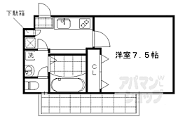 京都市営烏丸線 今出川駅 徒歩28分の賃貸マンション 3階1Kの間取り