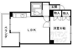 JR山陰本線 二条駅 徒歩7分の賃貸マンション 2階1LDKの間取り