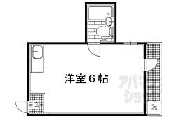 叡山電鉄鞍馬線 二軒茶屋駅 徒歩6分の賃貸マンション 2階ワンルームの間取り