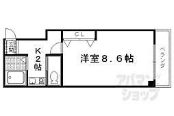 京阪本線 三条駅 徒歩5分の賃貸マンション 1階1Kの間取り