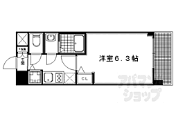 京都市営烏丸線 五条駅 徒歩7分の賃貸マンション 5階1Kの間取り