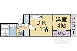 Ｃｏｃｏｎ京都一条 4階1DKの間取り
