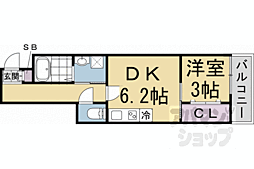 Ｃｏｃｏｎ京都一条 2階1DKの間取り