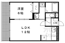 京都市営烏丸線 北山駅 徒歩6分の賃貸アパート 2階1LDKの間取り