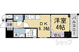 JR山陰本線 円町駅 徒歩2分の賃貸マンション 5階1DKの間取り