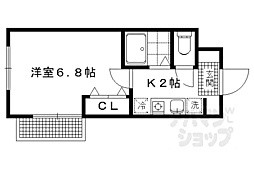 叡山電鉄叡山本線 修学院駅 徒歩7分の賃貸マンション 2階1Kの間取り