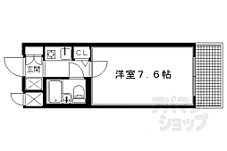 ＤＥＴＯＭ−1西陣II 2階1Kの間取り