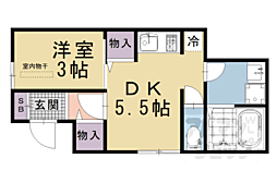 叡山電鉄叡山本線 茶山・京都芸術大学駅 徒歩7分の賃貸アパート 1階1DKの間取り