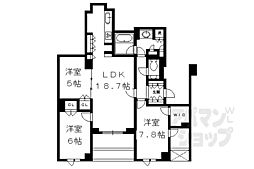 ザ・パークハウス京都鴨川御所東 4階3LDKの間取り