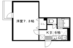 京阪本線 神宮丸太町駅 徒歩1分の賃貸マンション 1階1Kの間取り
