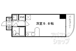 京都市営烏丸線 五条駅 徒歩8分の賃貸マンション 4階ワンルームの間取り